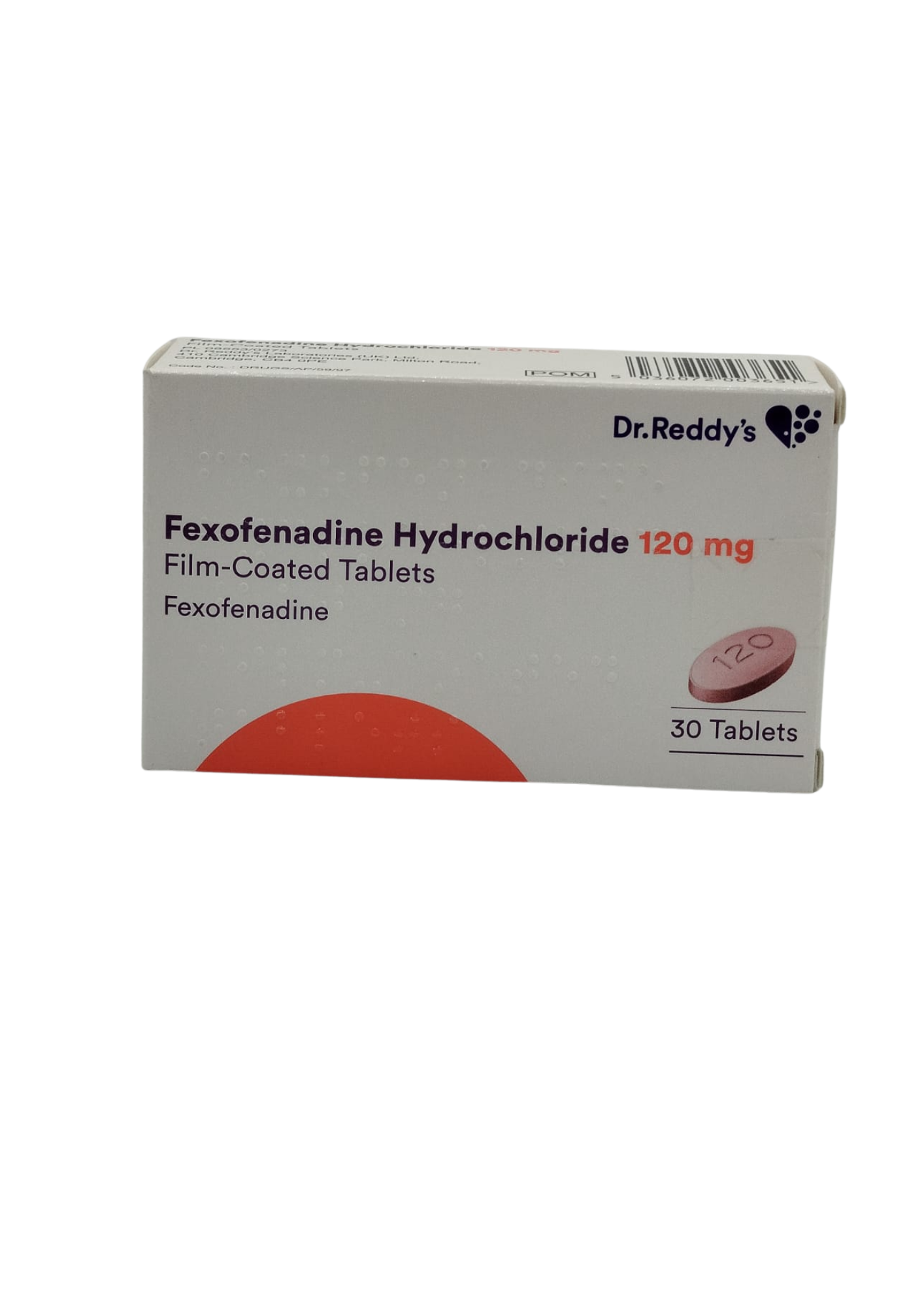 UK-FEXOFENADINE HYDROCHLORIDE 120MG X 30 TABS EXP-11\2026 (DR.REDDY'S) GST