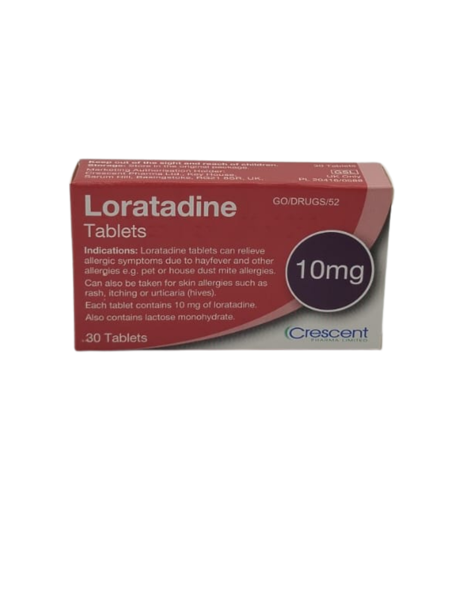 UK-LORATADINE 10MG X 30 TABS (CRESCENT) EXP-06\2027
