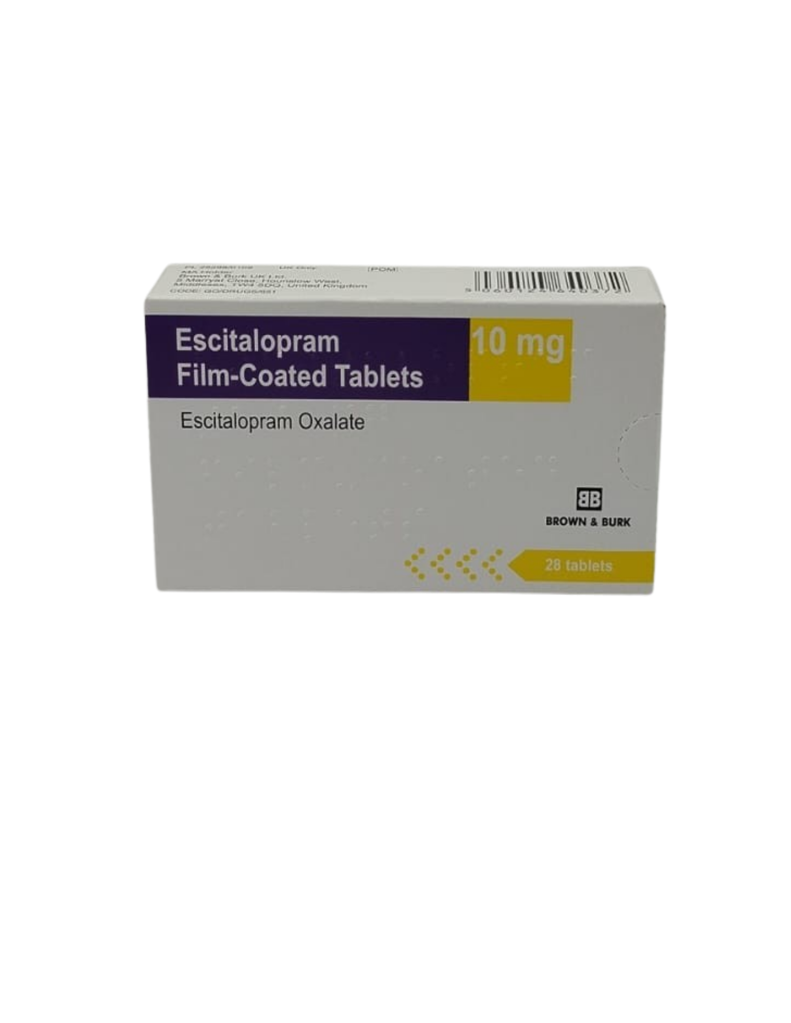 UK-ESCITALOPRAM 10MG X 28 TABS (BROWN&BURK) EXP-01\2028